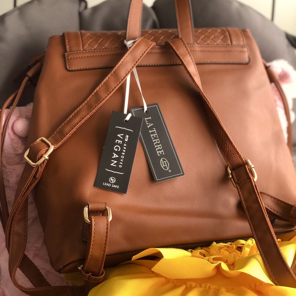 Brand New LA TERRE  Brown Tan Backpack,